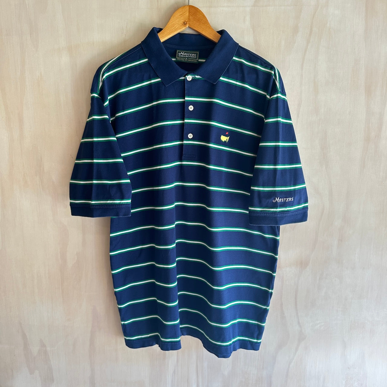 Vintage Masters Golf Polo Blue & Green Stripe (L)