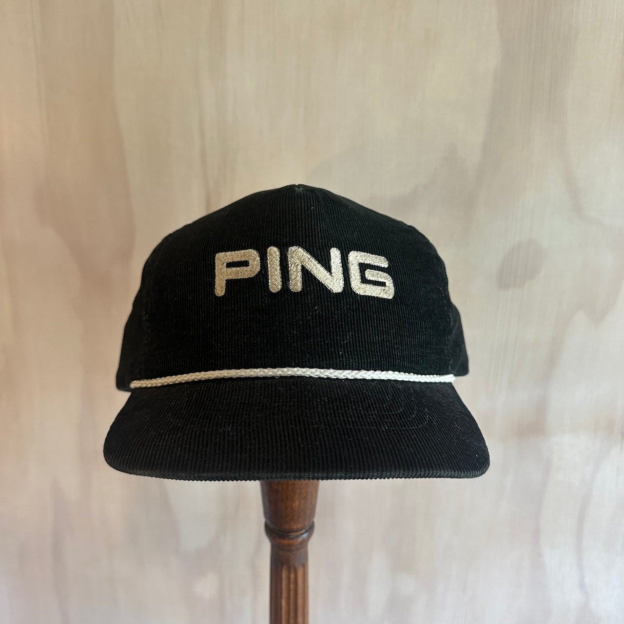 Vintage PING by Karsten Corduroy Golf Rope Hat with Leather Strap